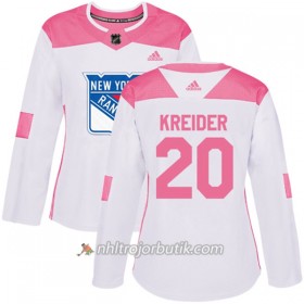 Dame Ishockey New York Rangers Tröja Chris Kreider 20 Adidas 2017-2018 Vit Rosa Fashion Authentic